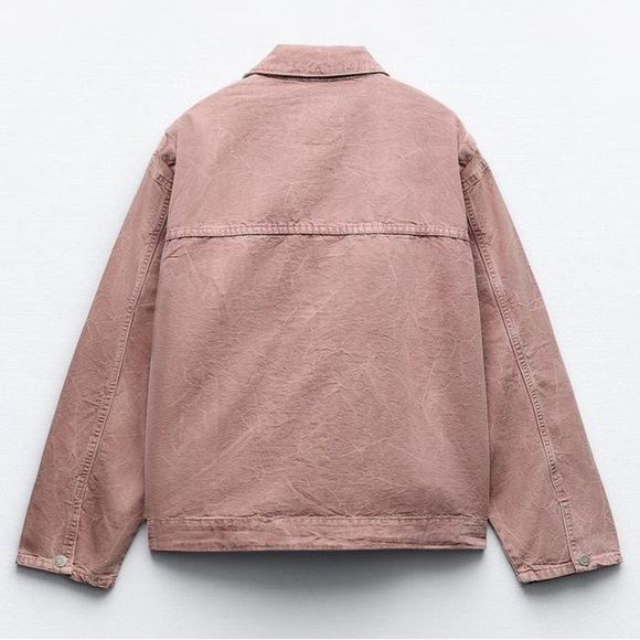 NWOT. Zara Powder Pink Distressed Effect Jacket. Size M-L. - Picture 4 of 10